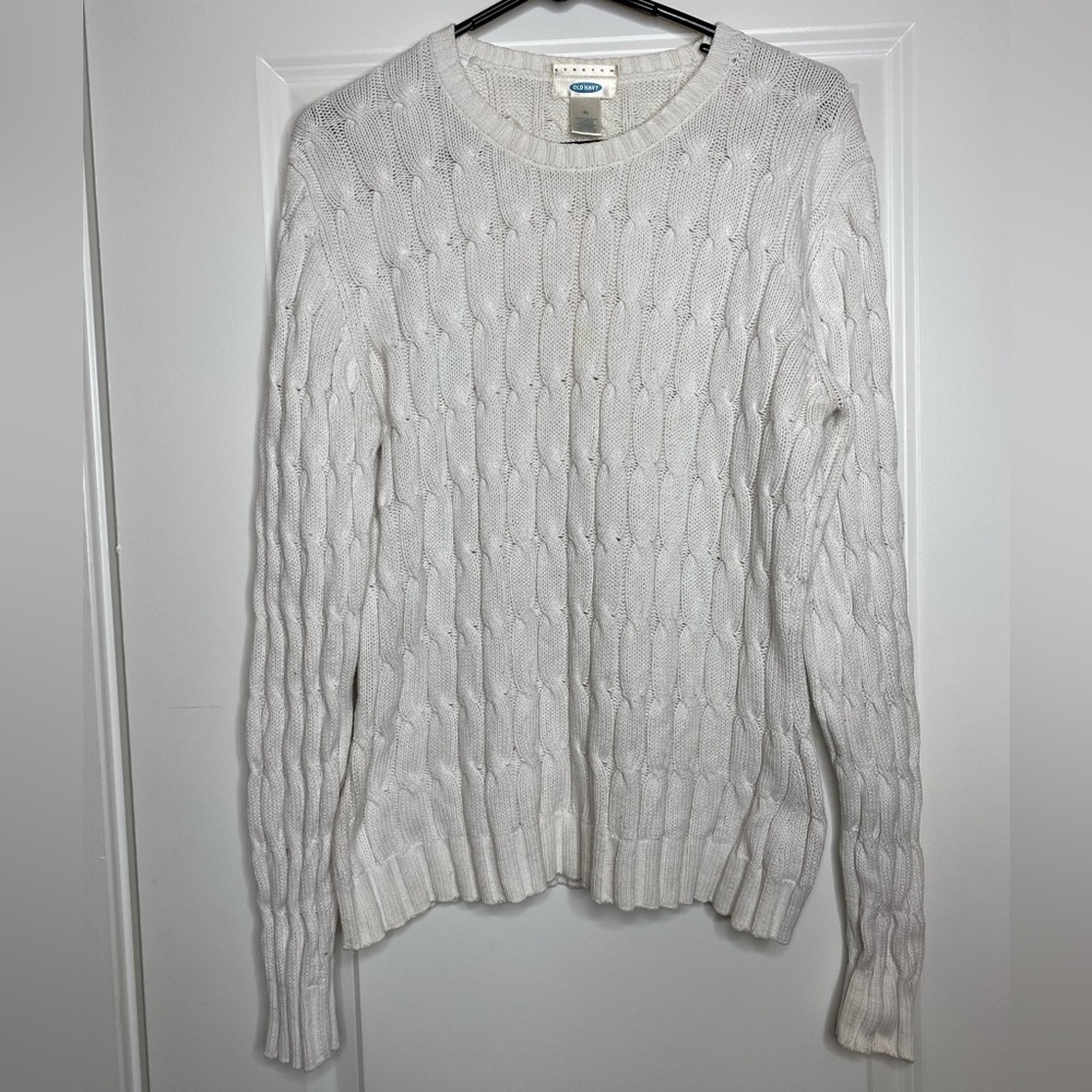 Old Navy Stretch Knit White Sweater Size XL